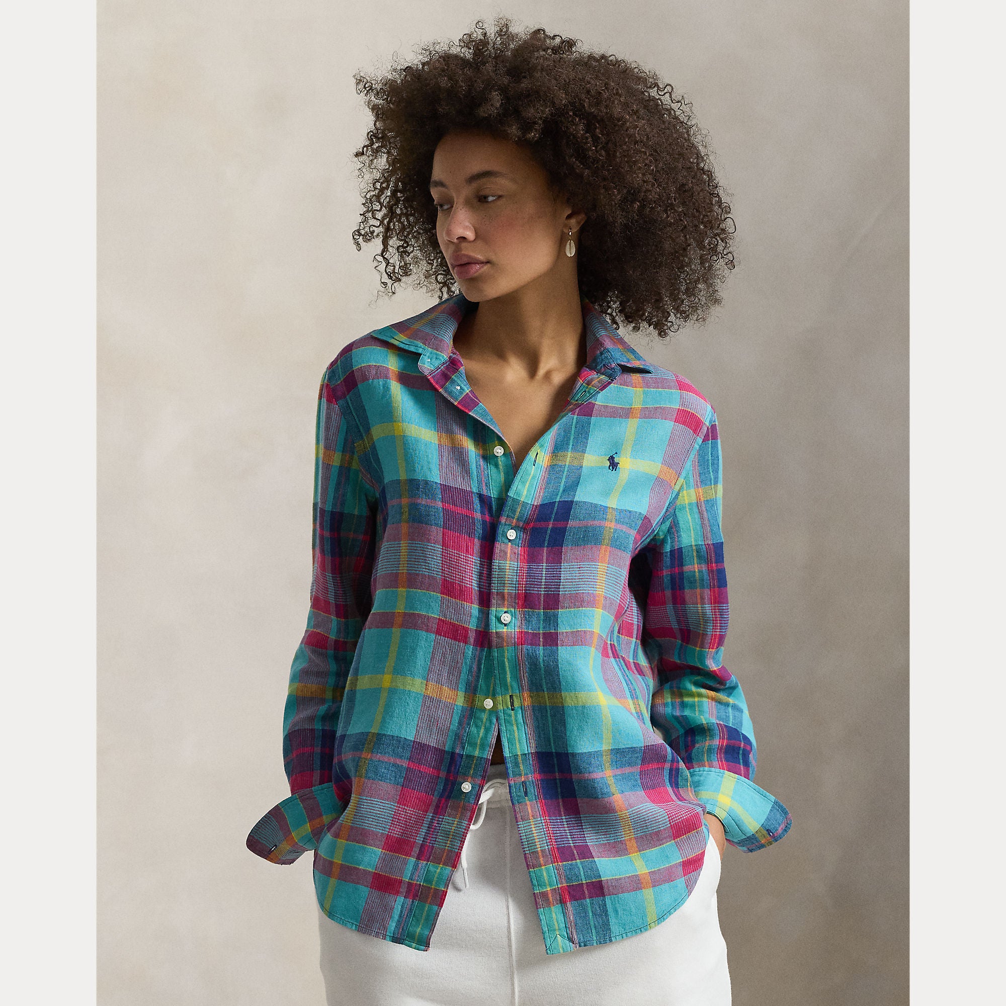 Classic Fit Plaid Linen Shirt - BoUvy