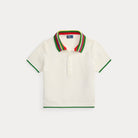 Striped-Collar Pointelle Polo Shirt - BoUvy