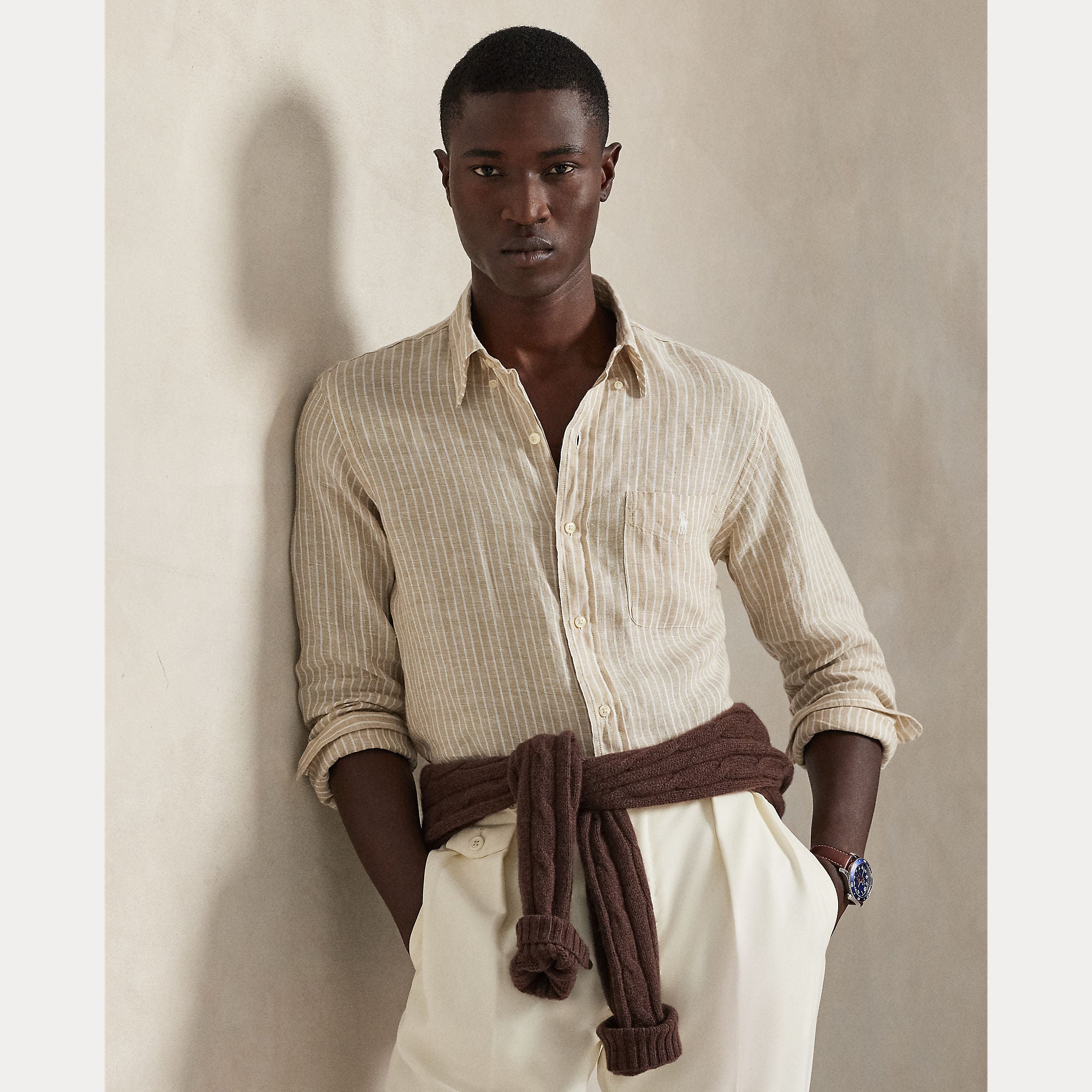 CUSTOM FIT STRIPED LINEN SHIRT - BoUvy