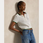 Striped-Collar Pointelle Polo Shirt - BoUvy