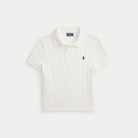 Cable-Knit Cotton Cropped Polo Shirt - BoUvy