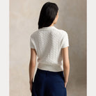 Cable-Knit Cotton Cropped Polo Shirt - BoUvy