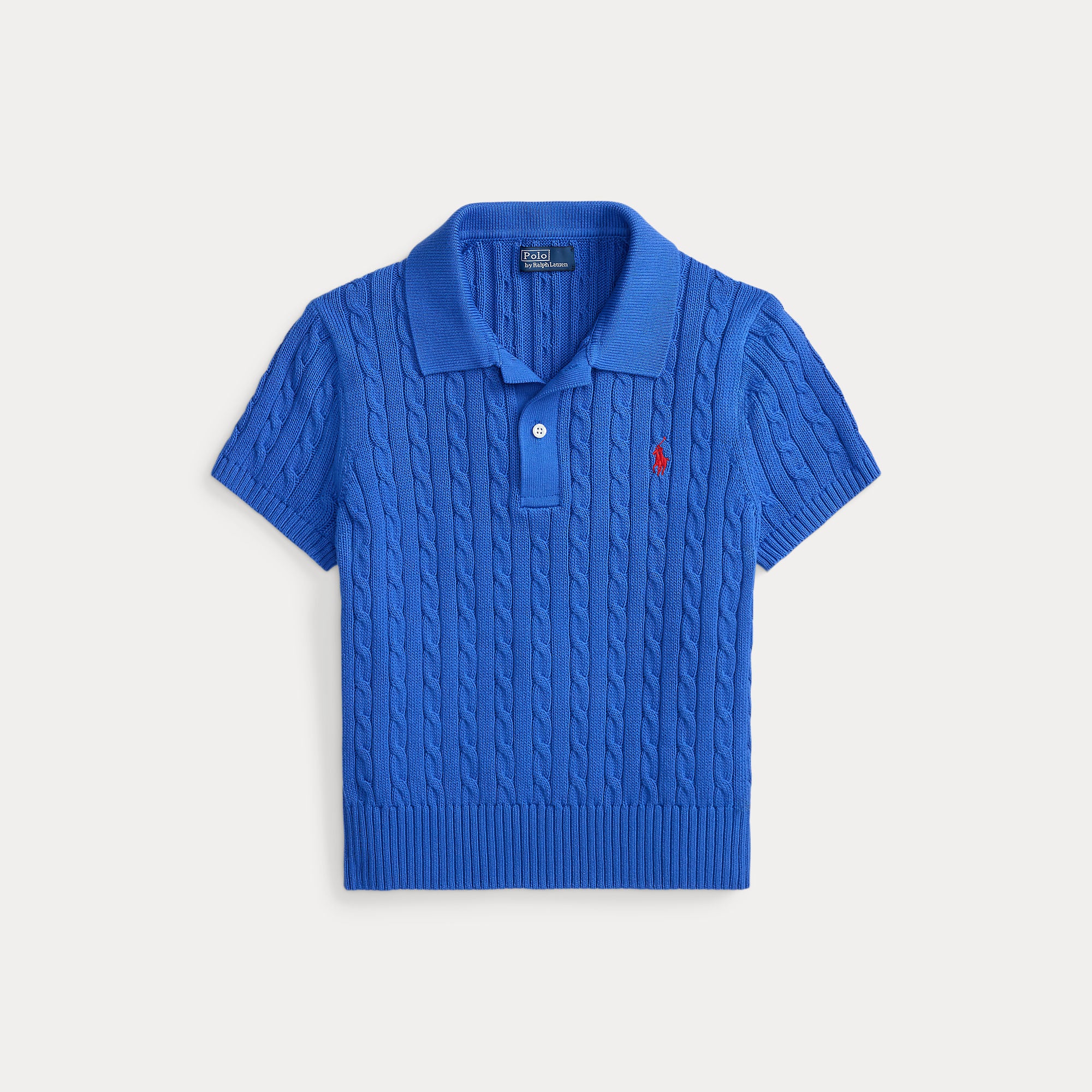Cable-Knit Cotton Cropped Polo Shirt - BoUvy