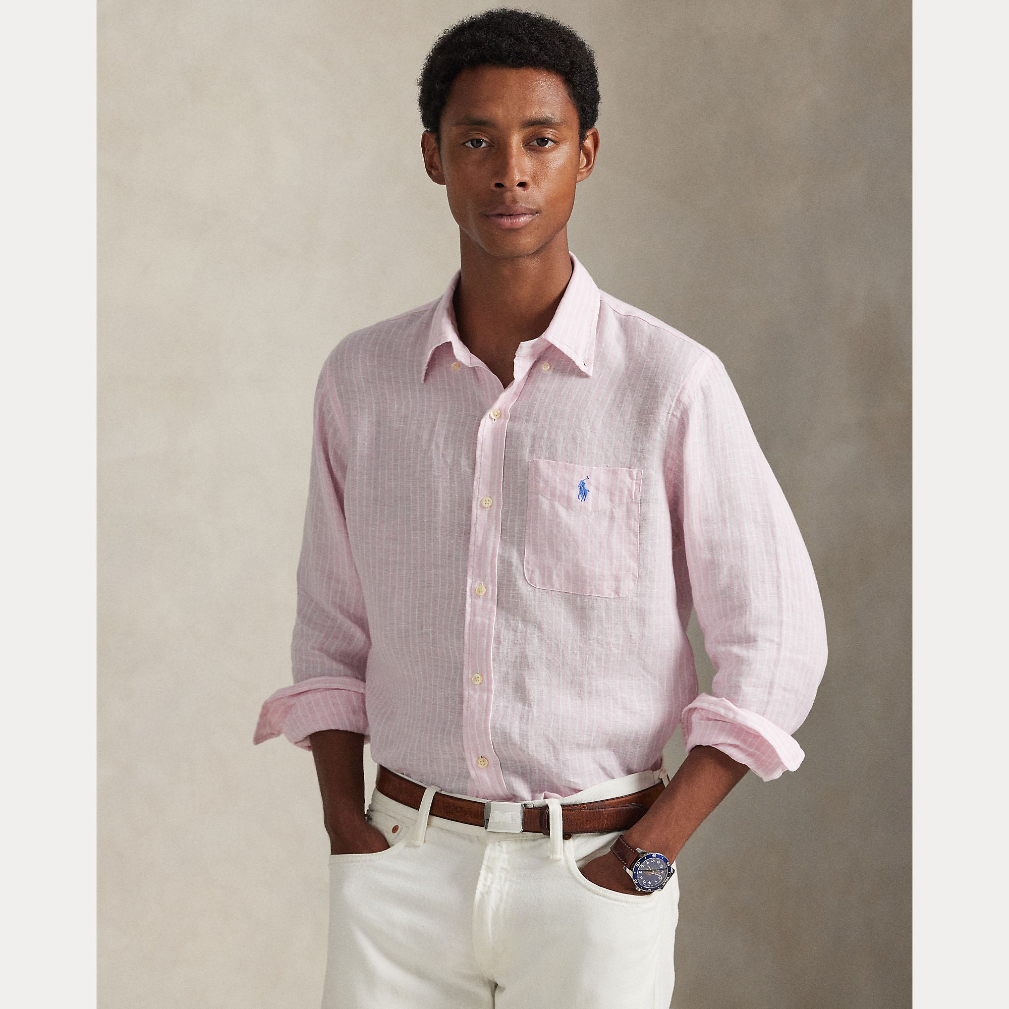 CUSTOM FIT STRIPED LINEN SHIRT - BoUvy