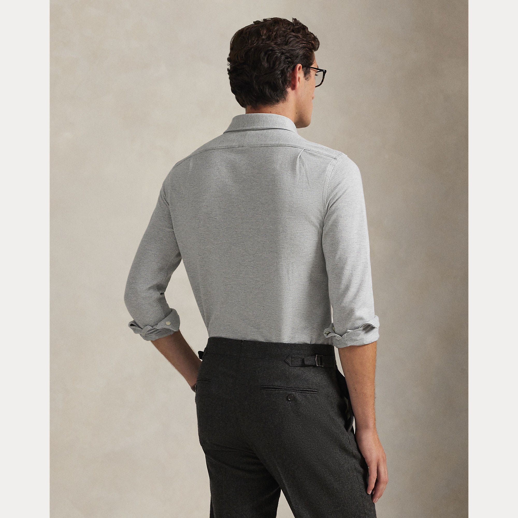 Houndstooth Jersey Spread-Collar Shirt - BoUvy