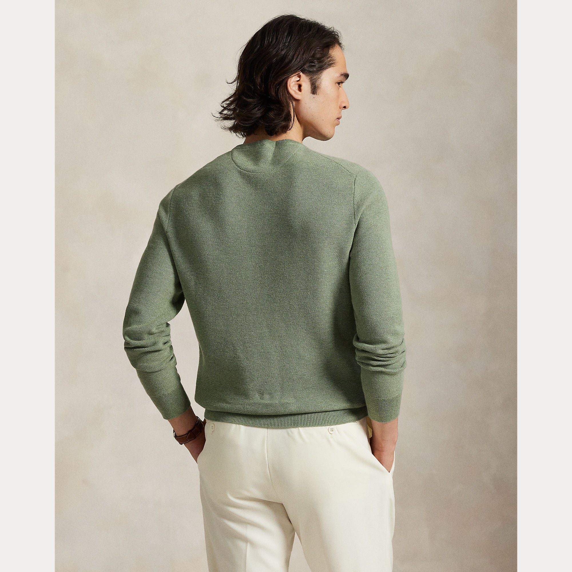 Mesh-Knit Cotton Crewneck Sweater - BoUvy