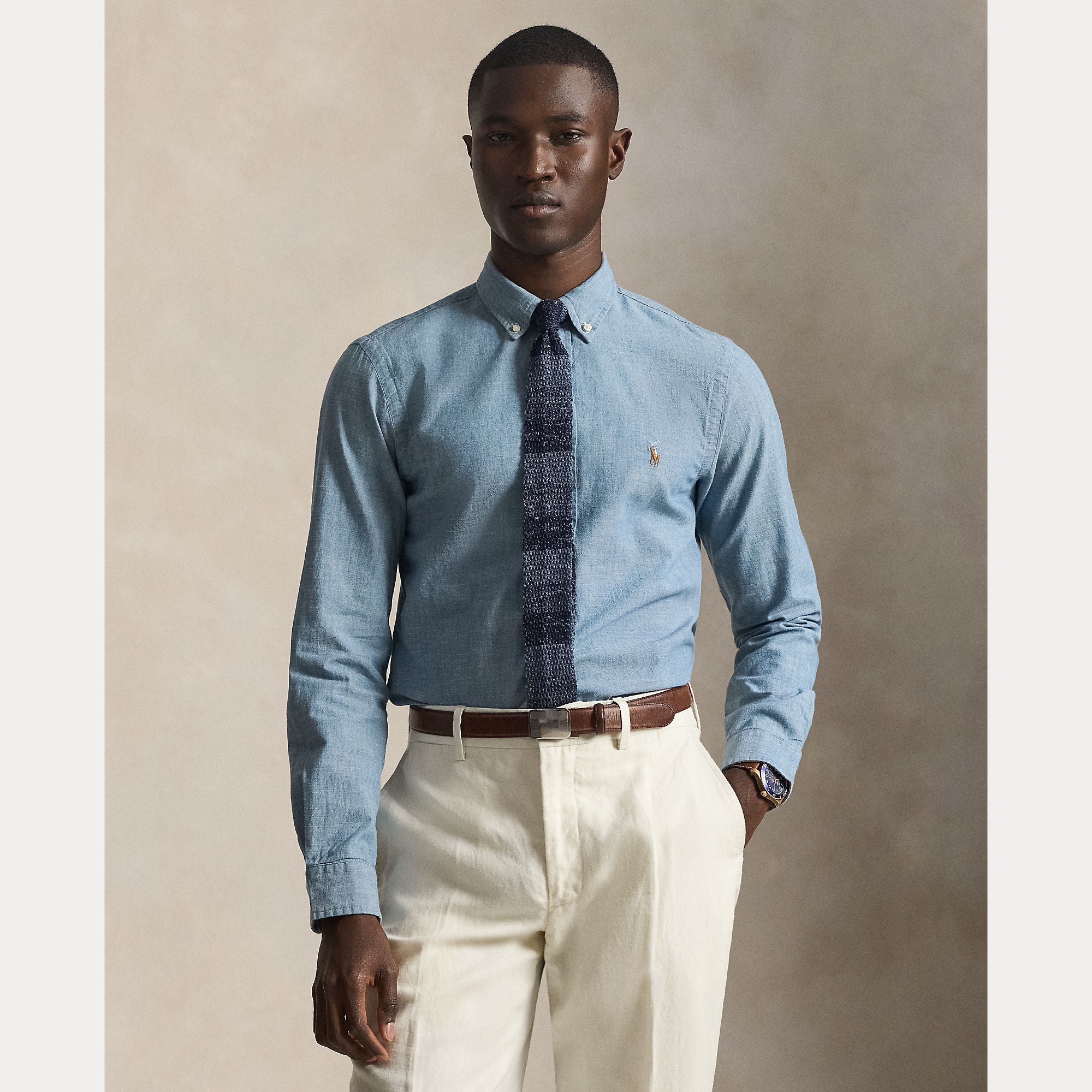 Slim Fit Chambray Shirt - BoUvy