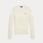 Cable-Knit Cotton V-Neck Sweater - BoUvy